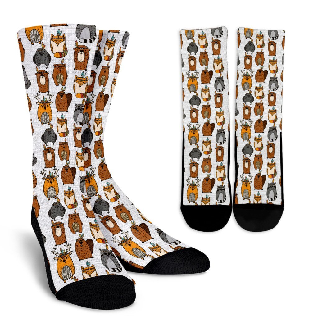 Otter Animal Family Pattern Print Universal Fit Car Seat Cover Unisex Crew Socks-grizzshop