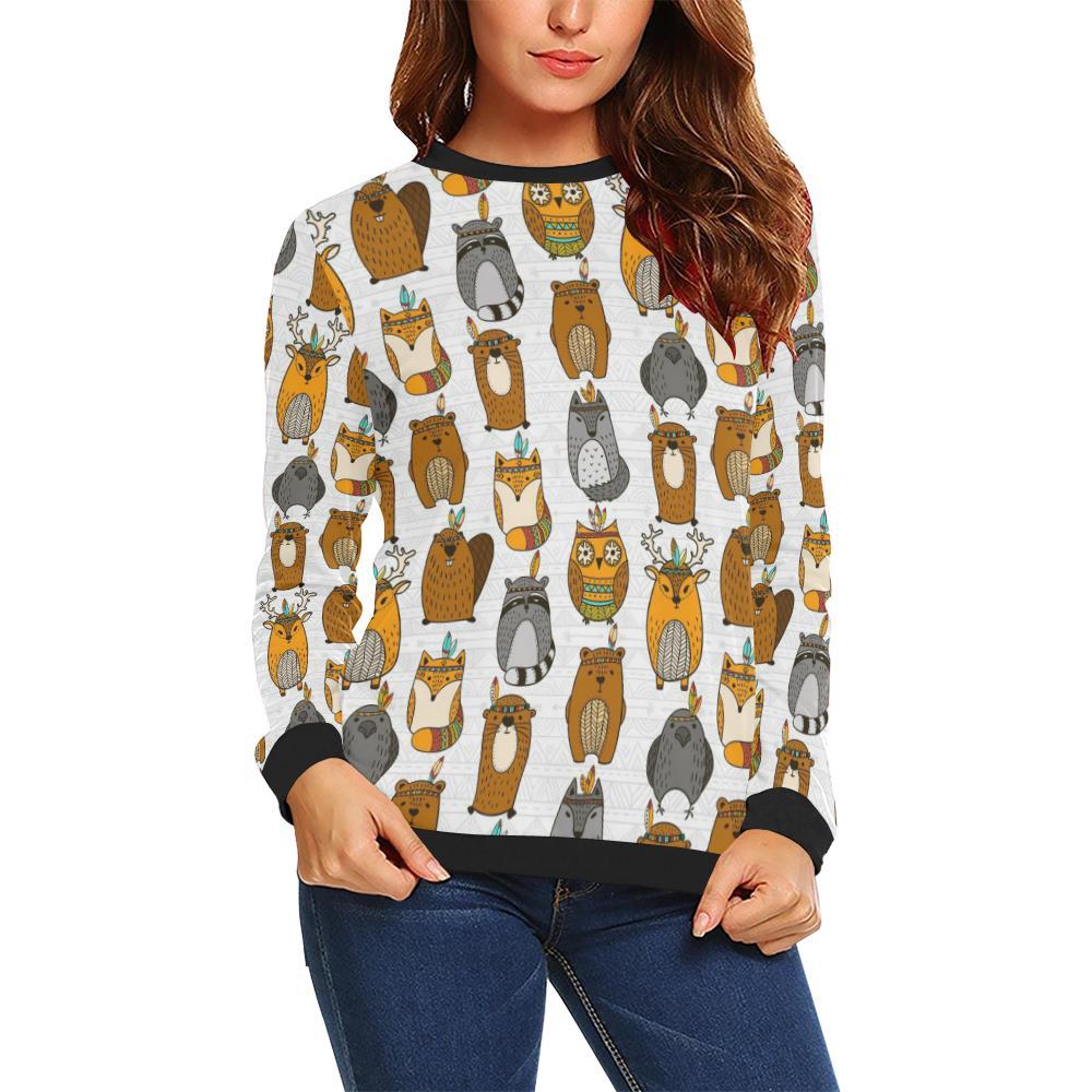 Otter Animal Family Pattern Print Women Crewneck Sweatshirt-grizzshop