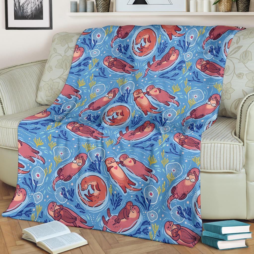 Otter Pattern Print Blanket-grizzshop