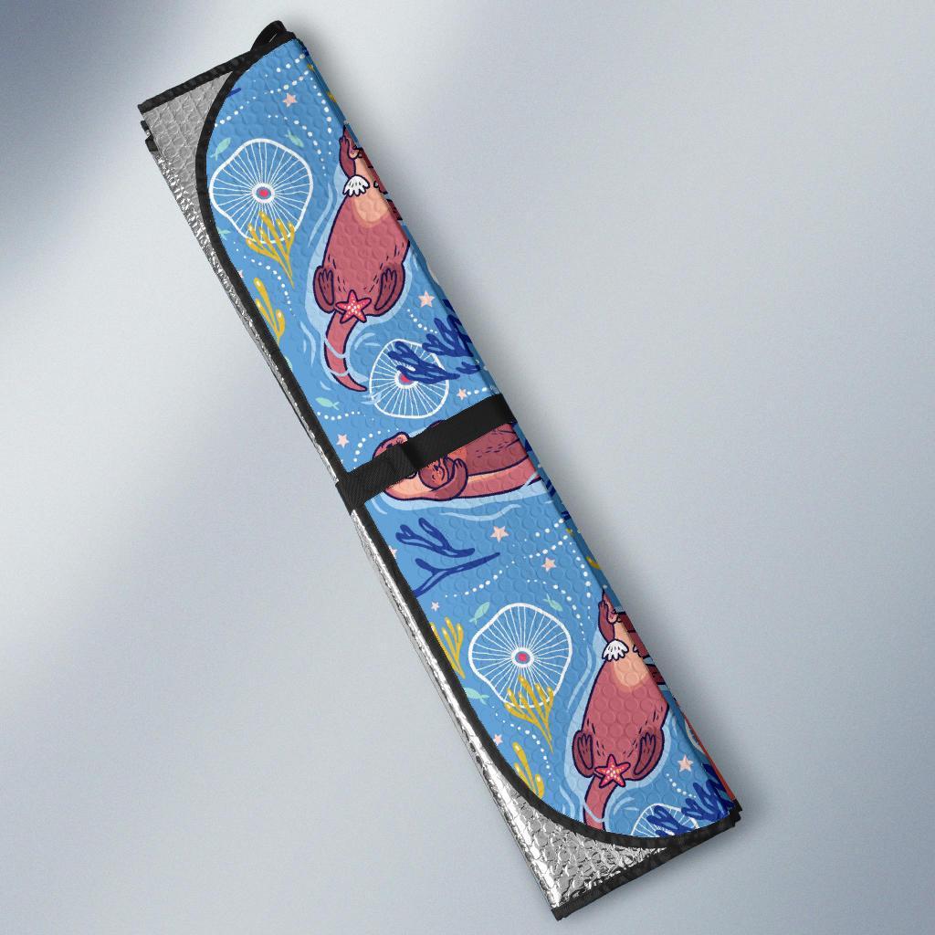 Otter Pattern Print Car Sun Shade-grizzshop