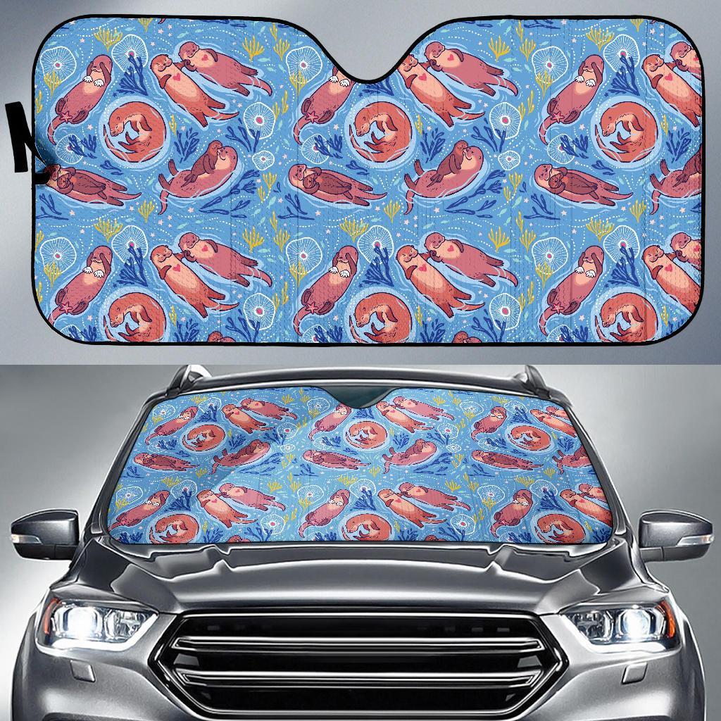 Otter Pattern Print Car Sun Shade-grizzshop