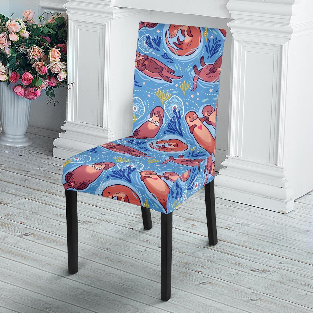 Otter Pattern Print Chair Cover-grizzshop