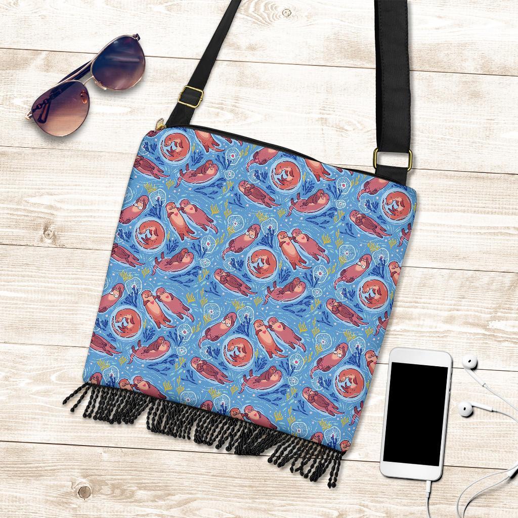 Otter Pattern Print Crossbody Bags-grizzshop