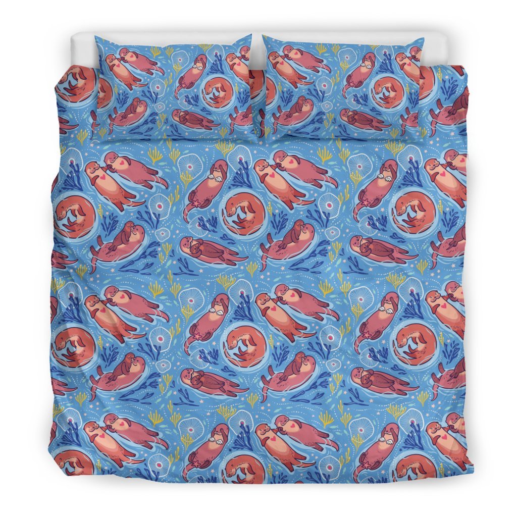 Otter Pattern Print Duvet Cover Bedding Set-grizzshop