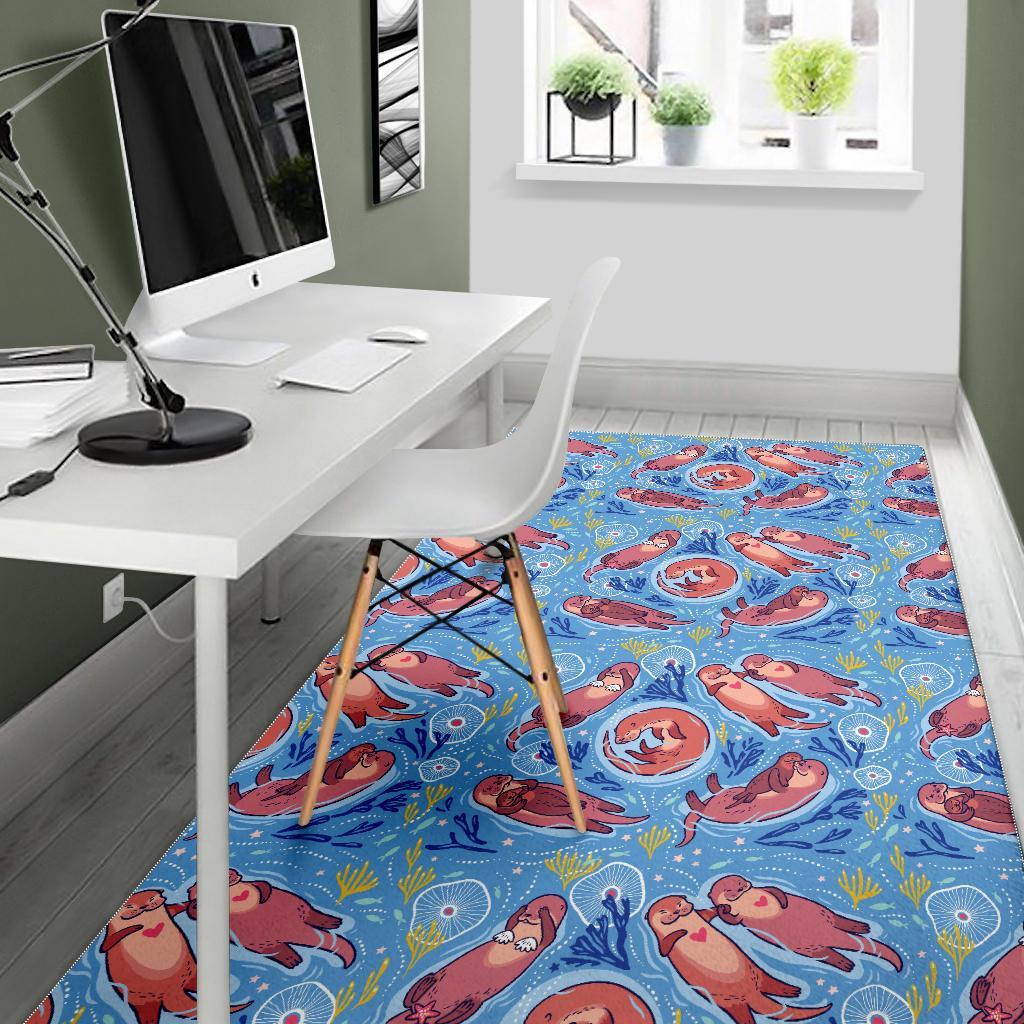 Otter Pattern Print Floor Mat-grizzshop