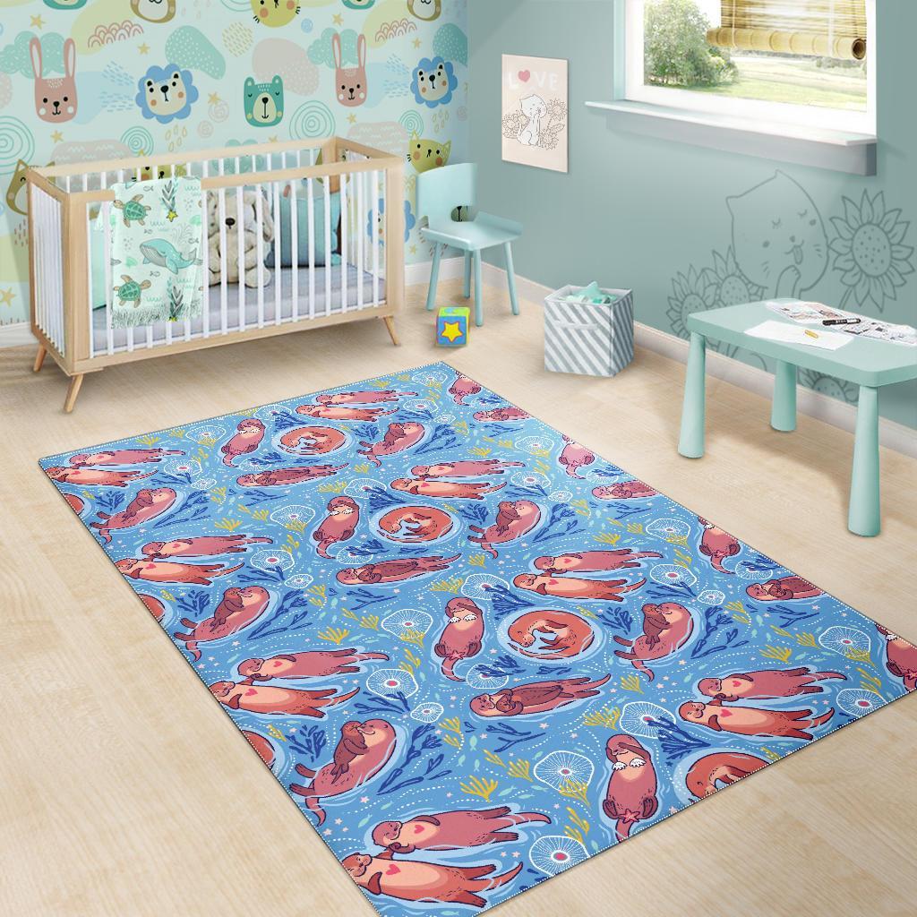 Otter Pattern Print Floor Mat-grizzshop