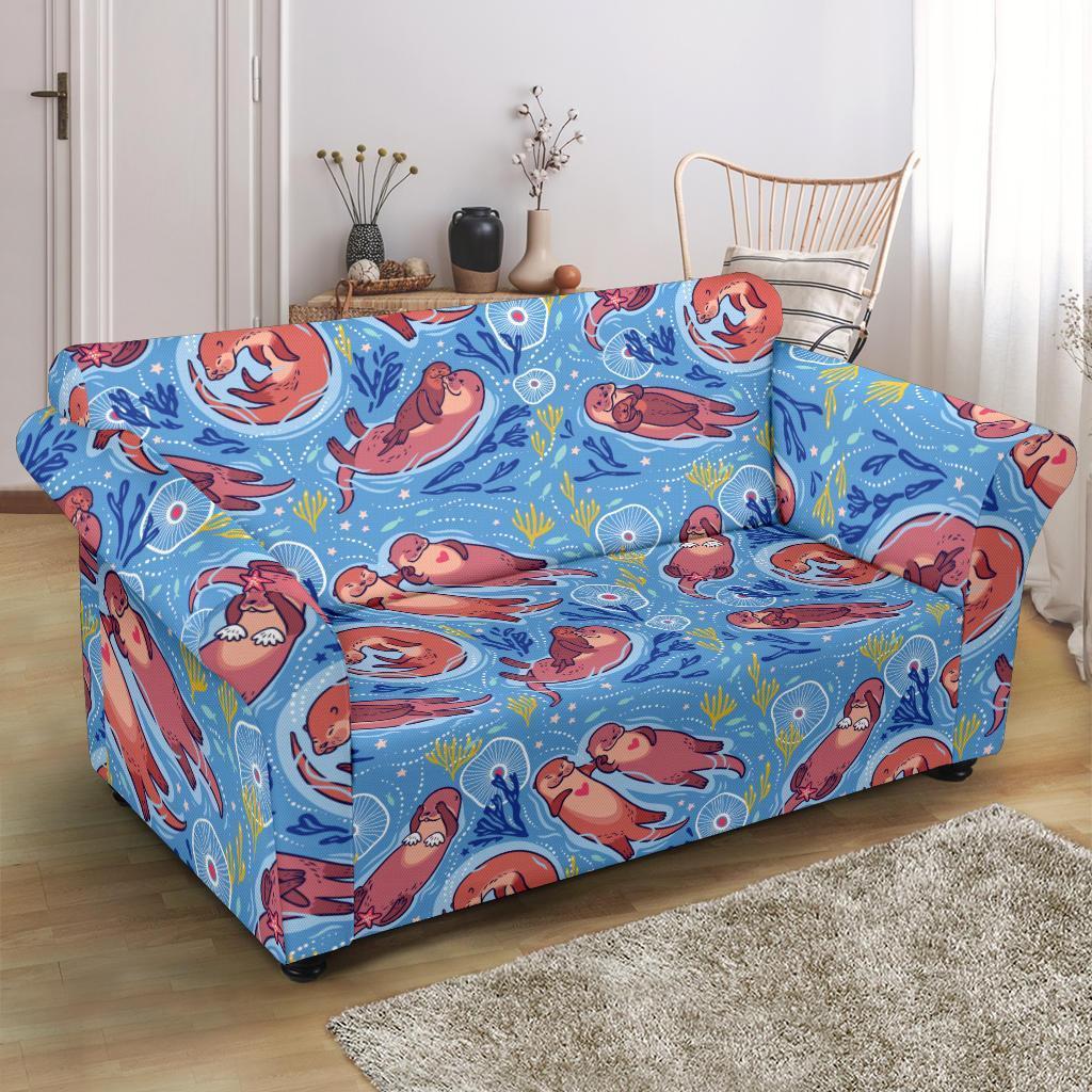 Otter Pattern Print Loveseat Cover-grizzshop