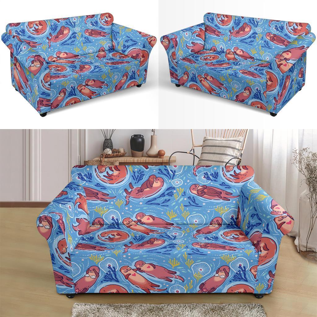 Otter Pattern Print Loveseat Cover-grizzshop