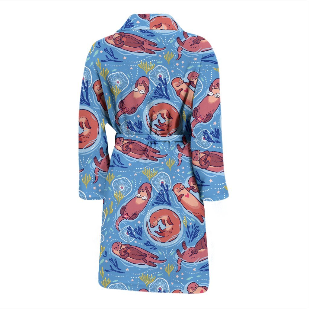 Otter Pattern Print Men Long Robe-grizzshop