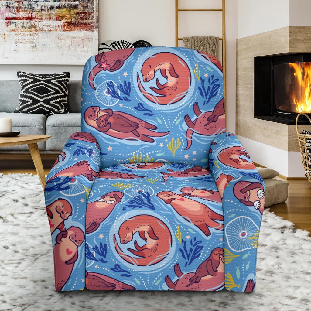 Otter Pattern Print Recliner Cover-grizzshop