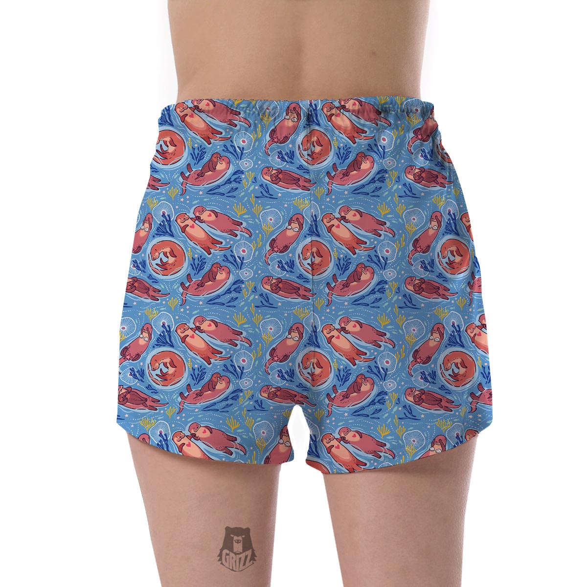 Otter Pattern Print Women's Shorts-grizzshop