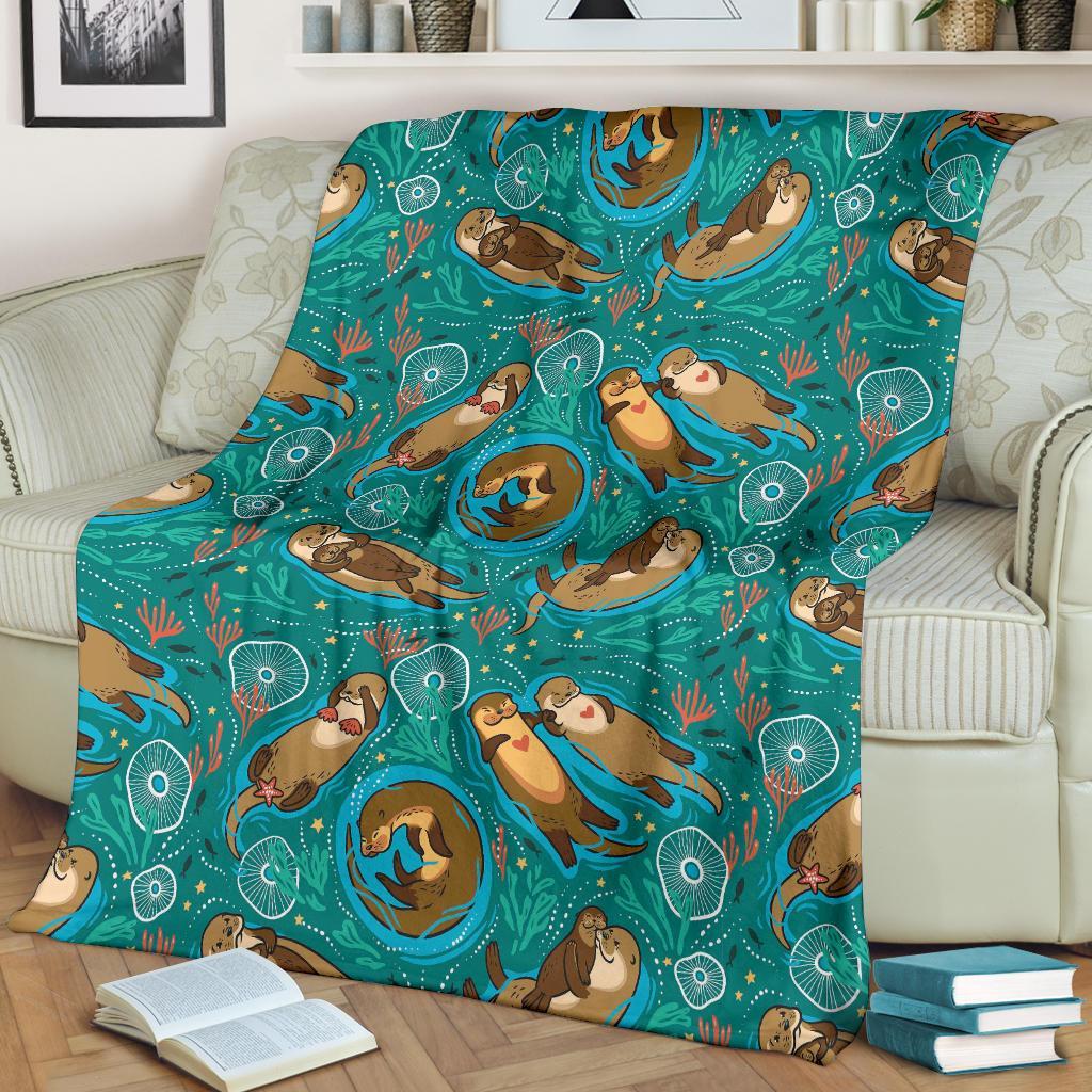Otter Print Pattern Blanket-grizzshop