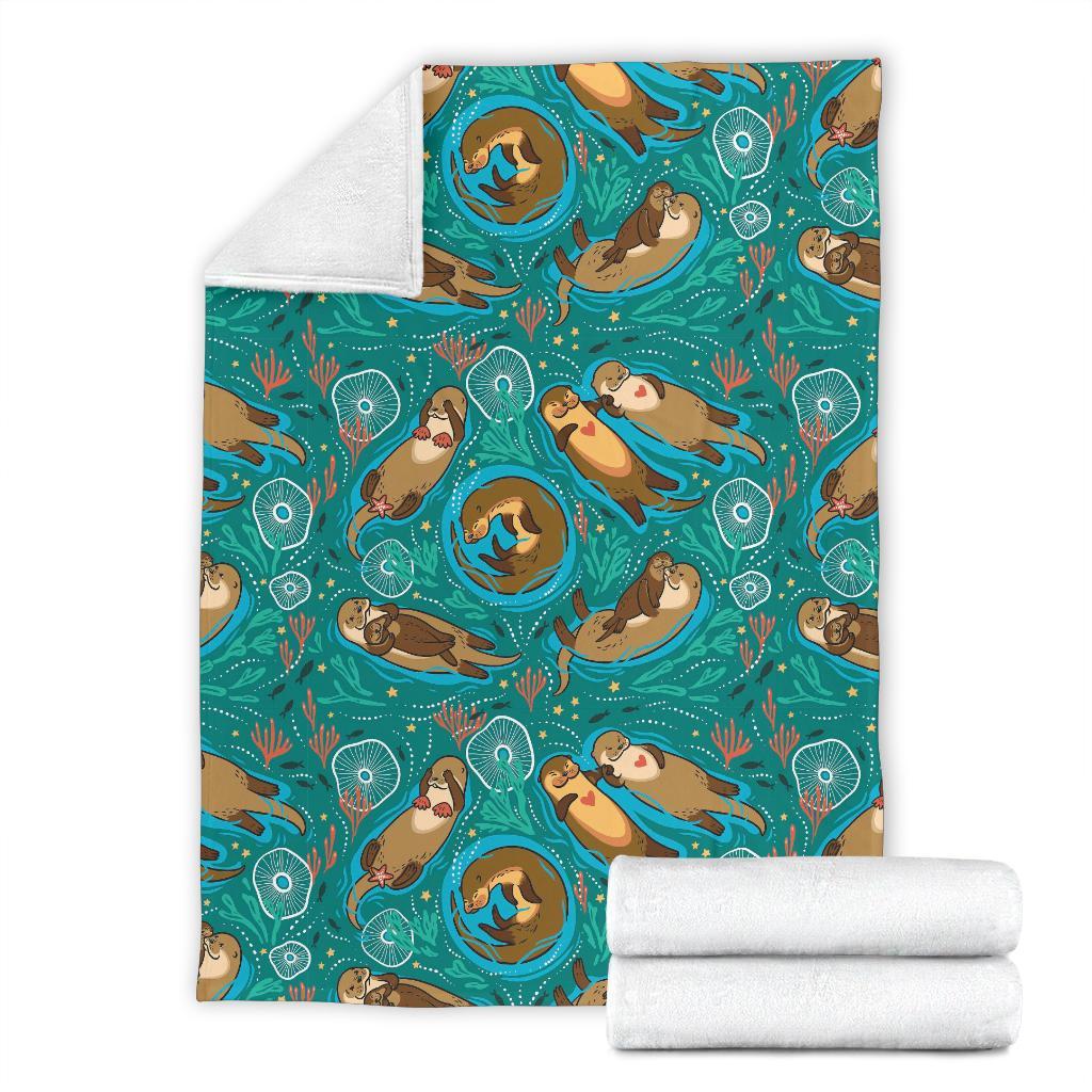Otter Print Pattern Blanket-grizzshop