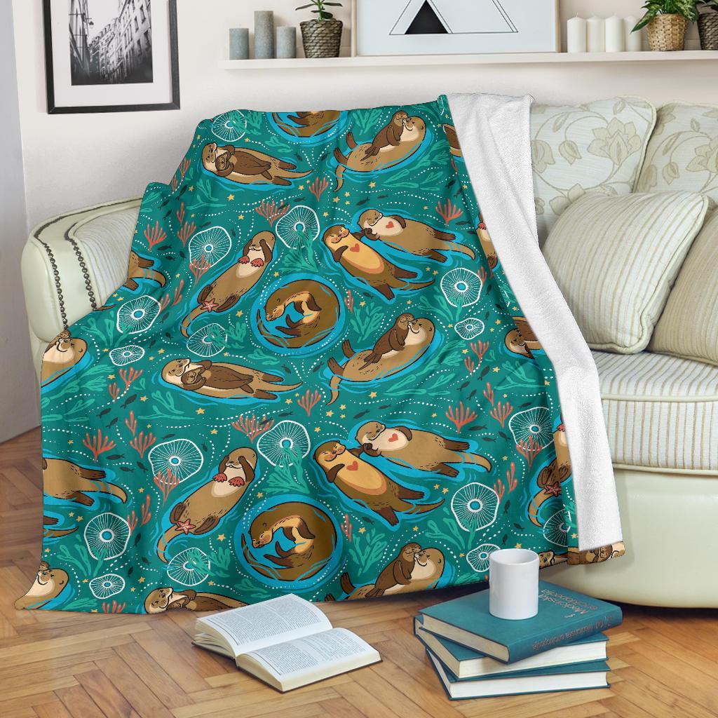 Otter Print Pattern Blanket-grizzshop