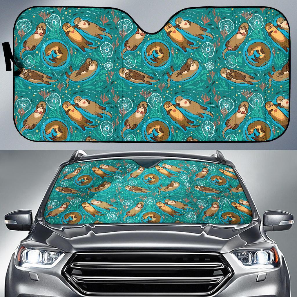 Otter Print Pattern Car Sun Shade-grizzshop