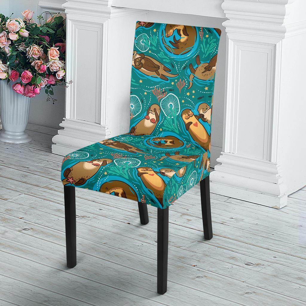 Otter Print Pattern Chair Cover-grizzshop