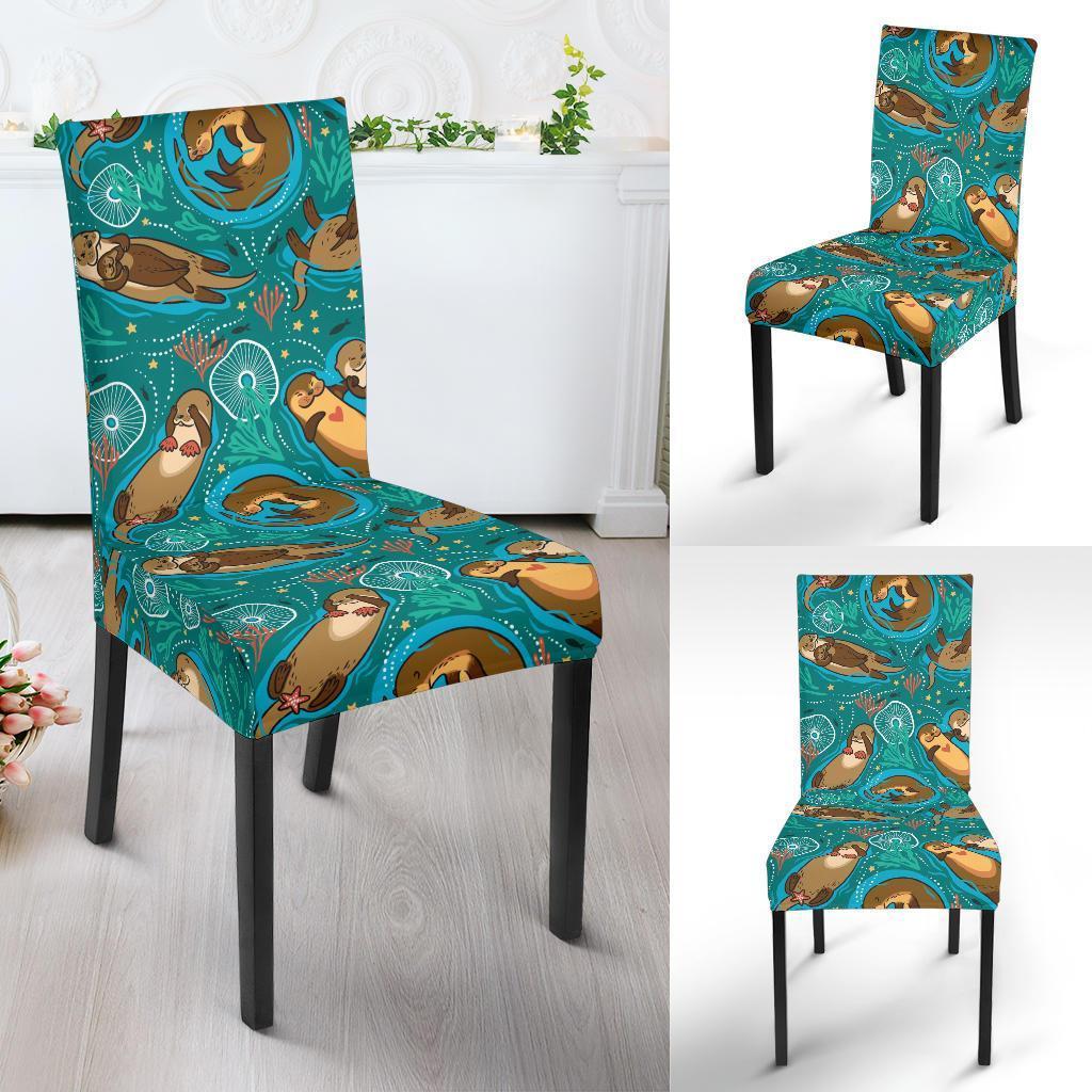 Otter Print Pattern Chair Cover-grizzshop