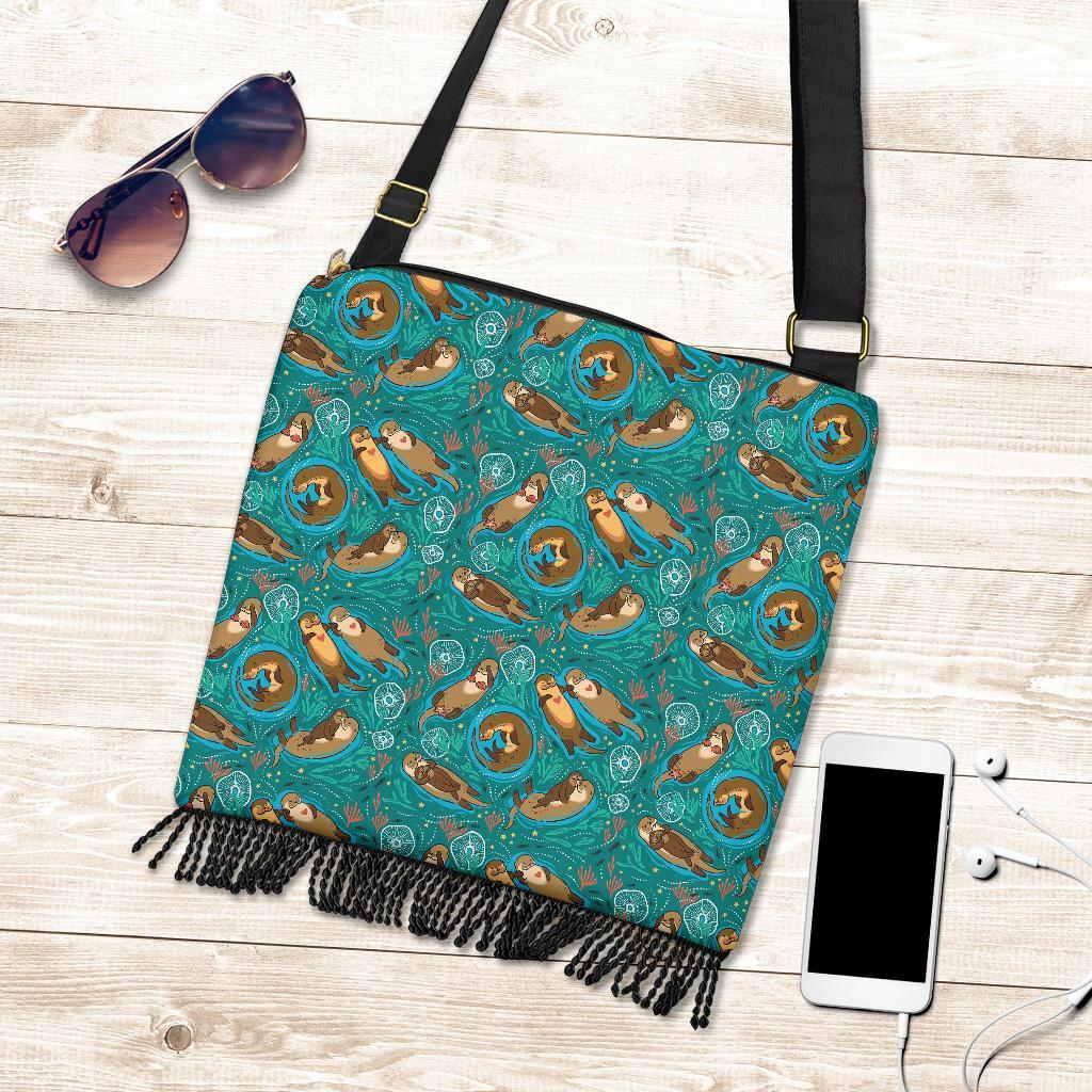 Otter Print Pattern Crossbody Bags-grizzshop