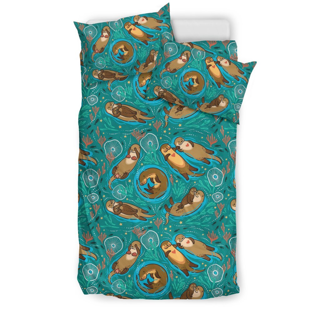 Otter Print Pattern Duvet Cover Bedding Set-grizzshop