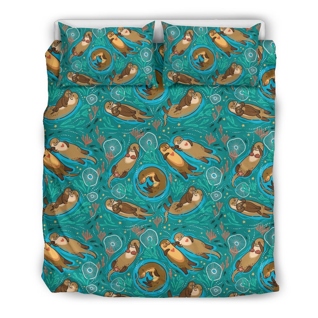 Otter Print Pattern Duvet Cover Bedding Set-grizzshop