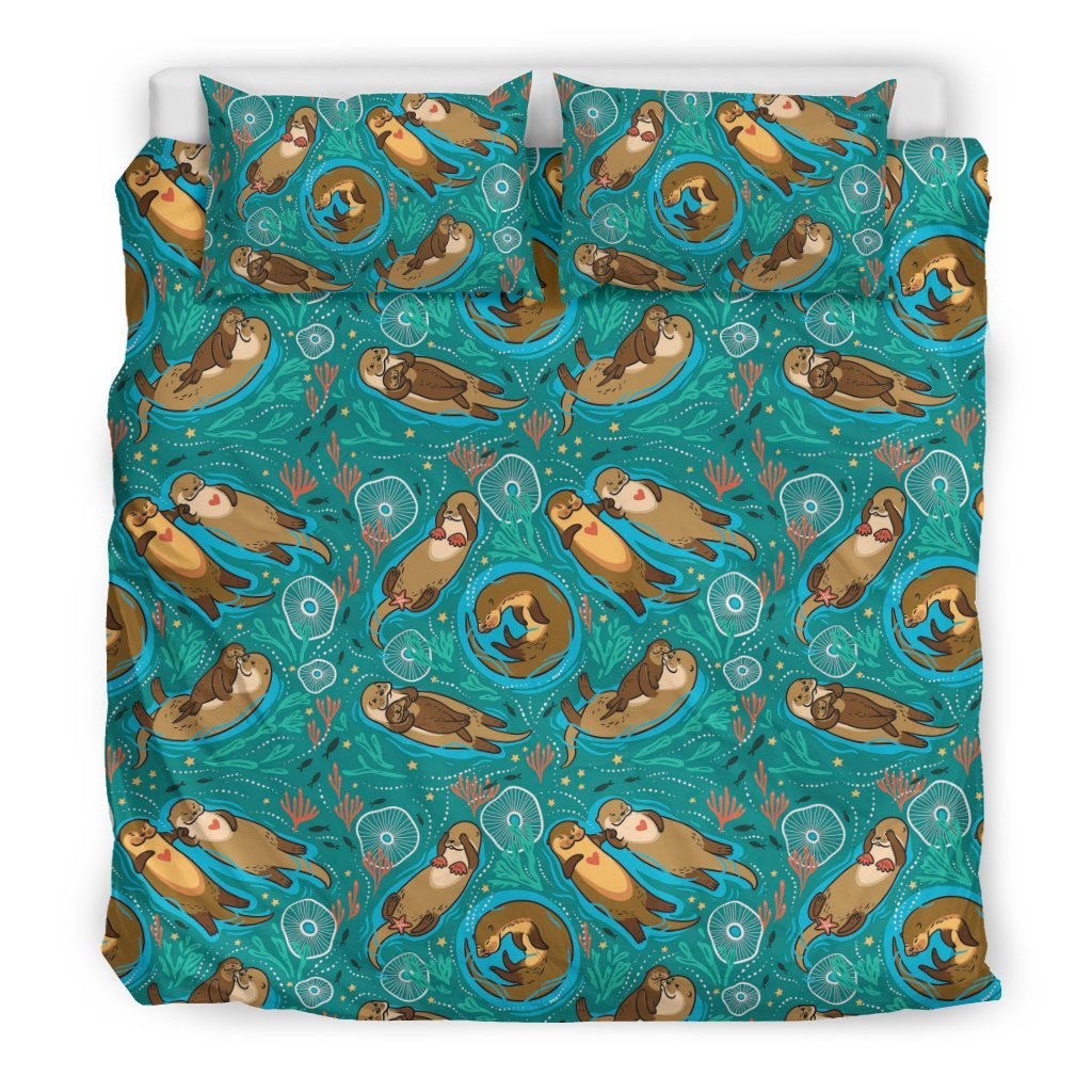 Otter Print Pattern Duvet Cover Bedding Set-grizzshop