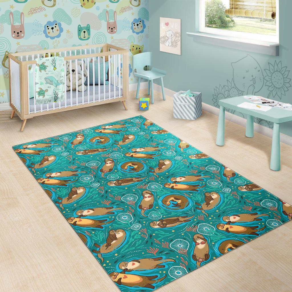 Otter Print Pattern Floor Mat-grizzshop