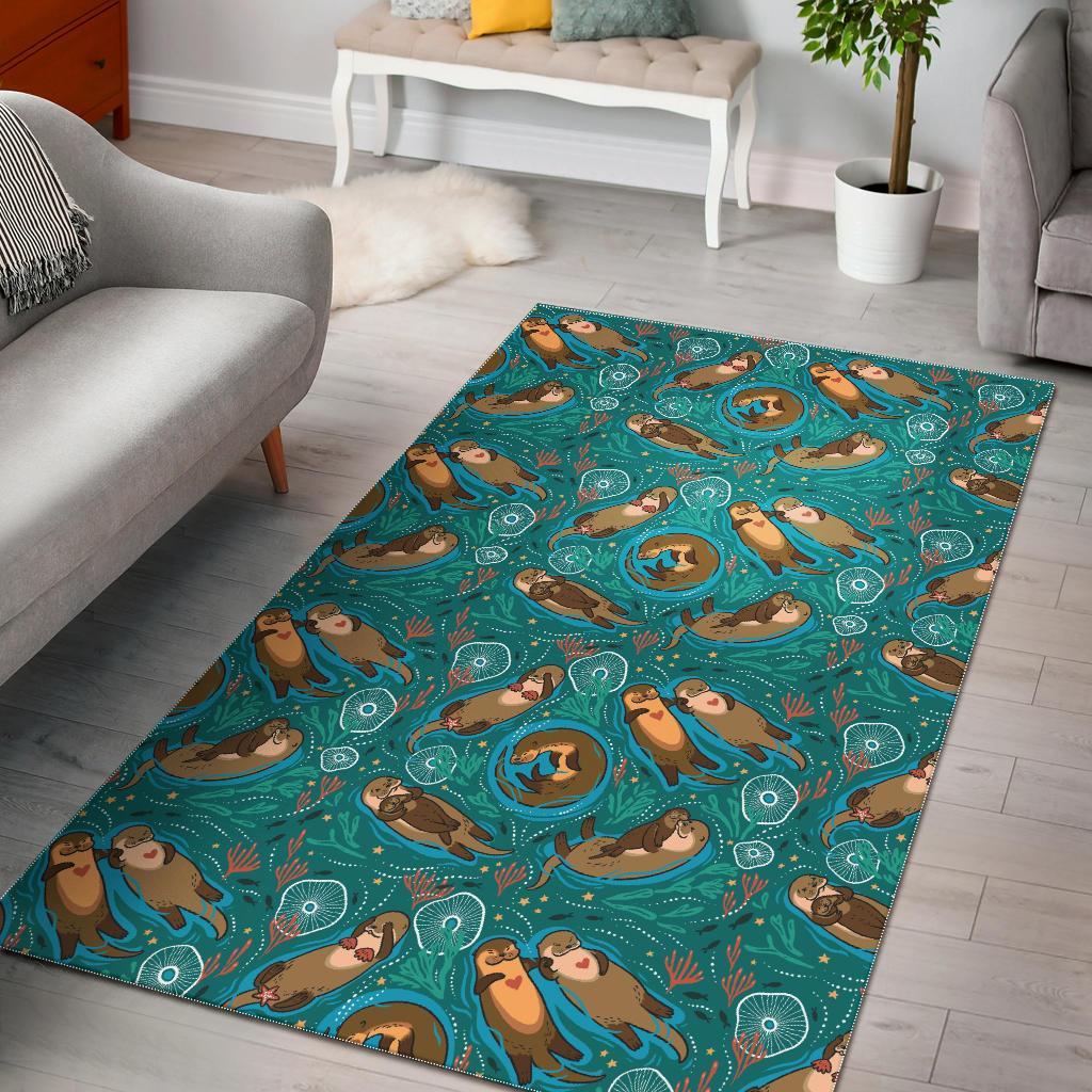 Otter Print Pattern Floor Mat-grizzshop