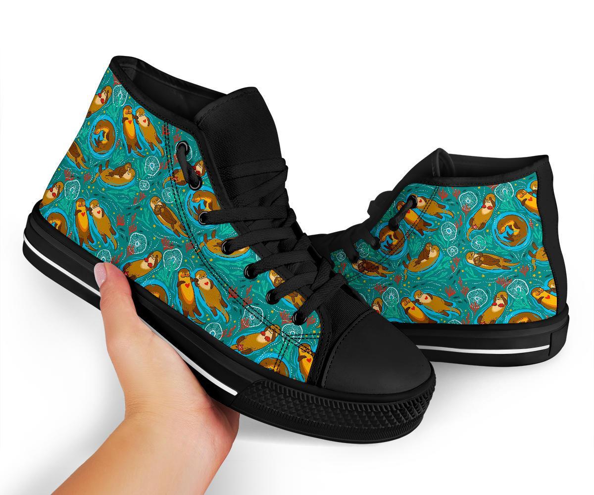 Otter Print Pattern Men Women's High Top Shoes-grizzshop