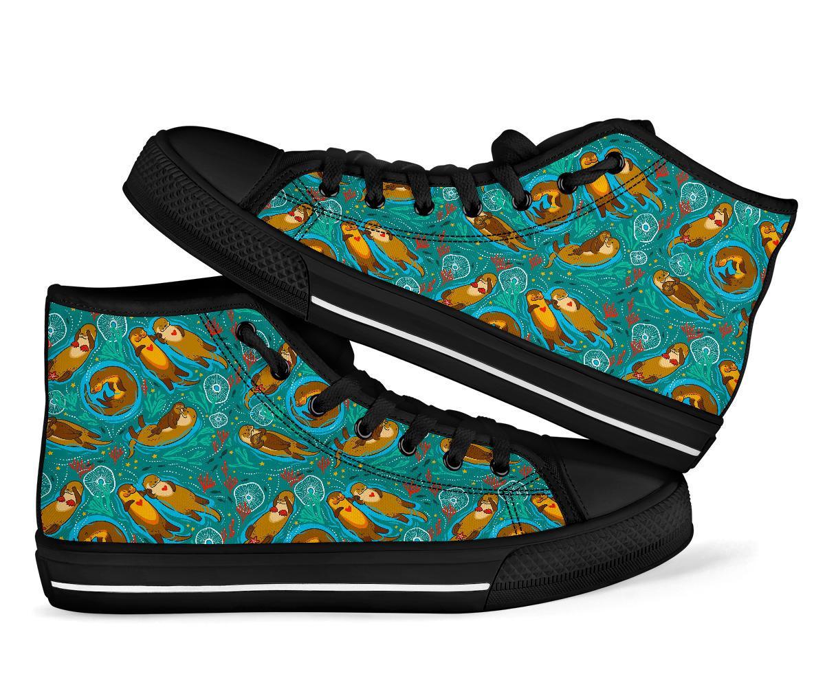 Otter Print Pattern Men Women's High Top Shoes-grizzshop