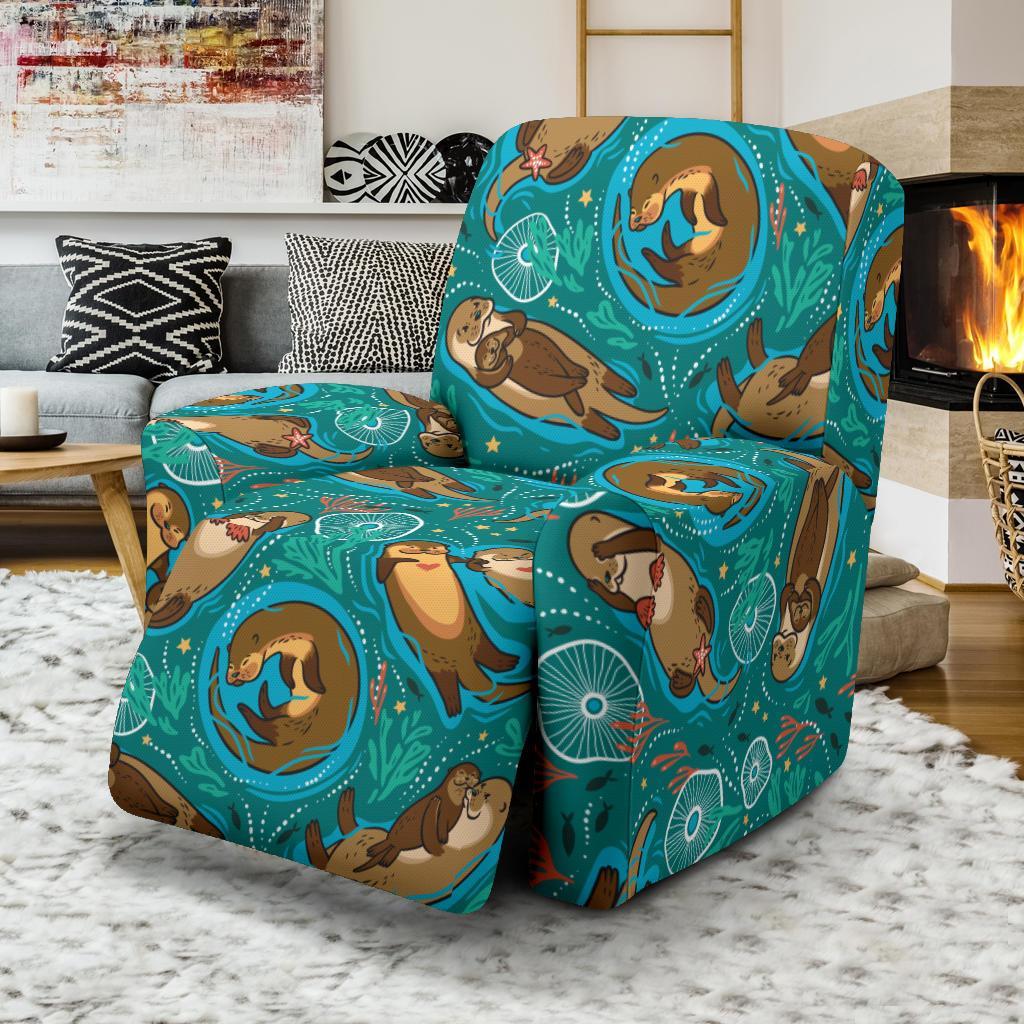 Otter Print Pattern Recliner Cover-grizzshop