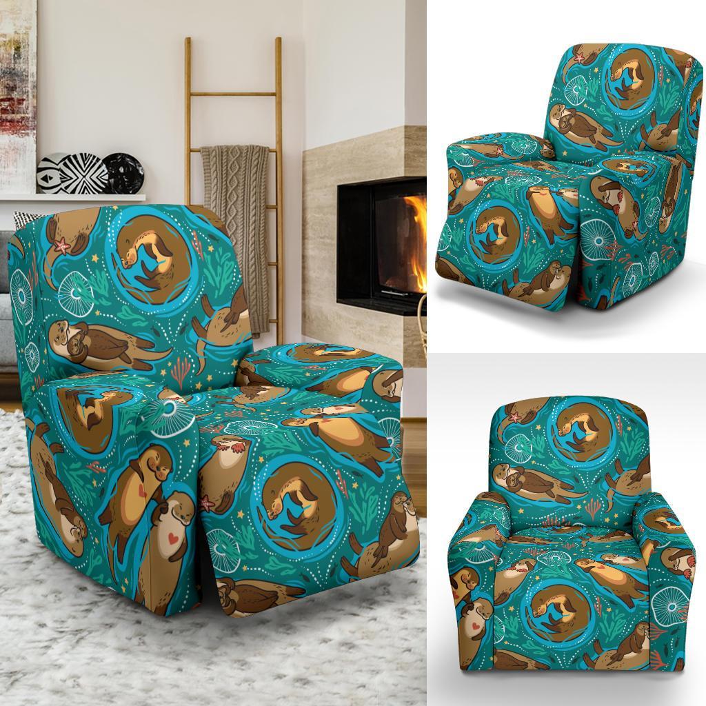 Otter Print Pattern Recliner Cover-grizzshop