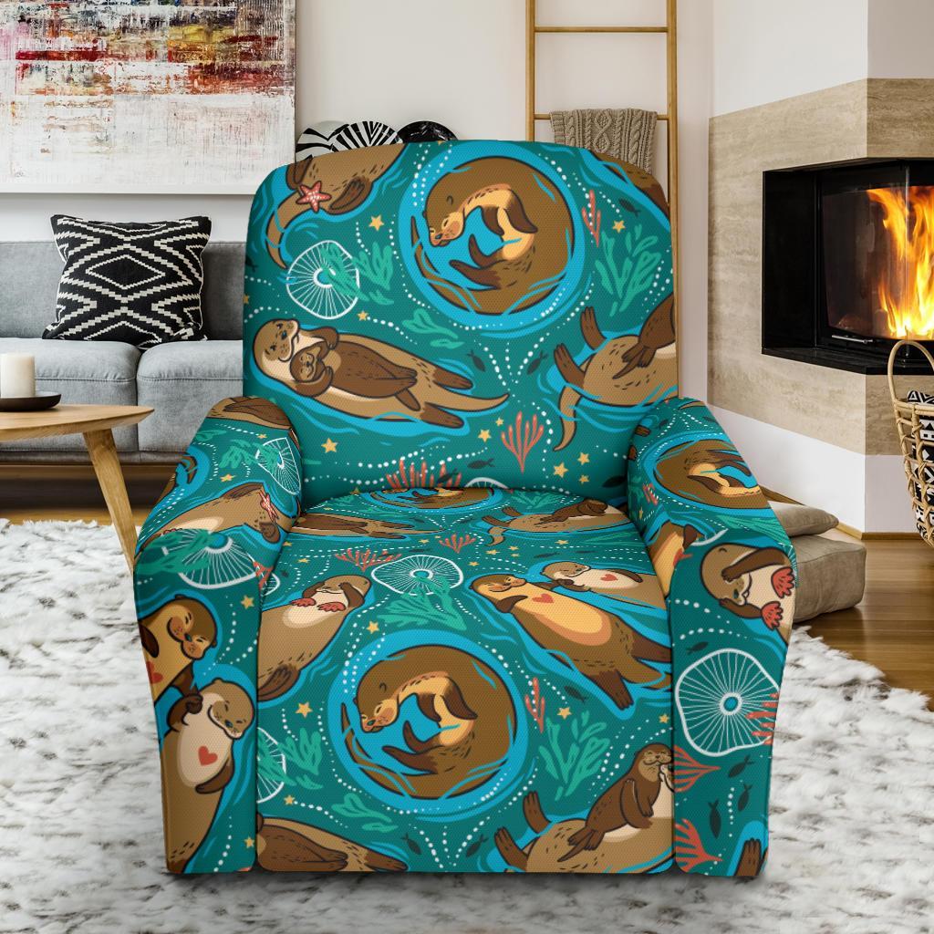 Otter Print Pattern Recliner Cover-grizzshop