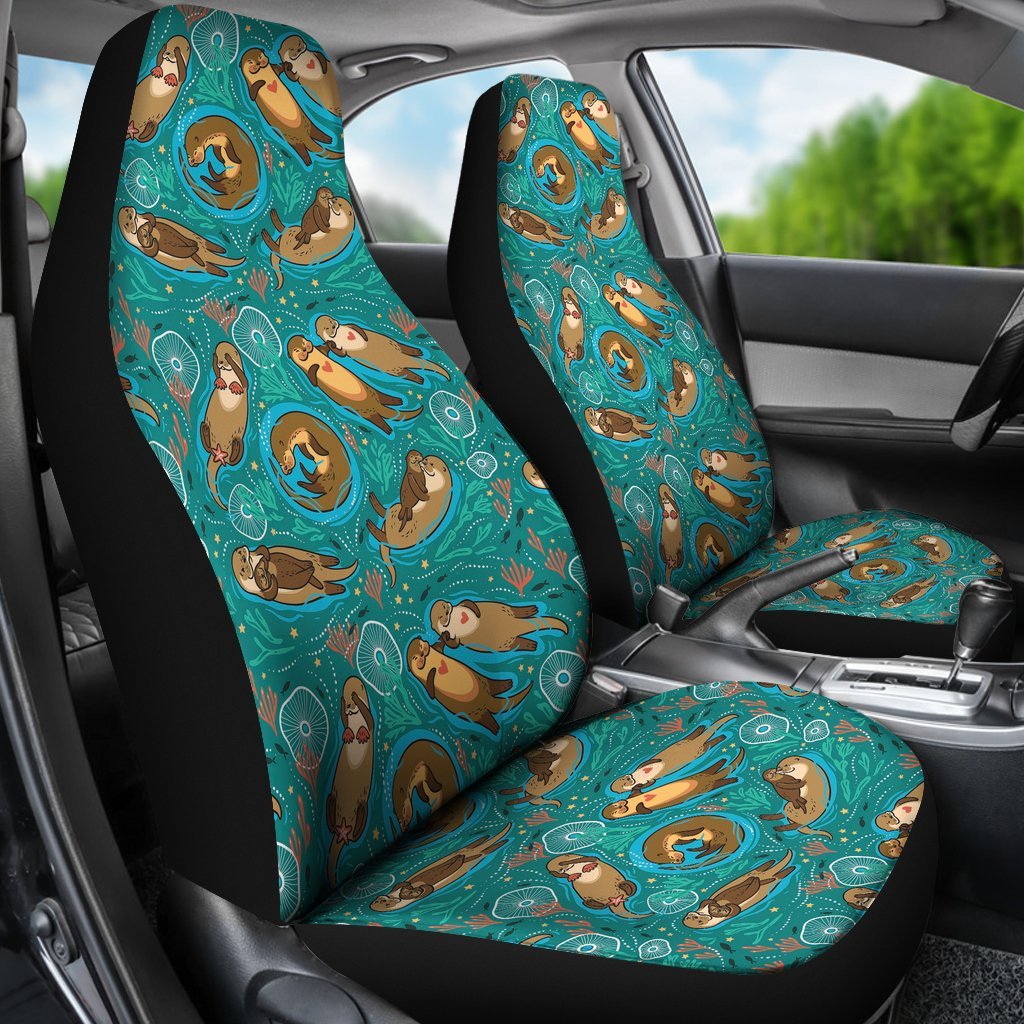Otter Print Pattern Universal Fit Car Seat Cover-grizzshop