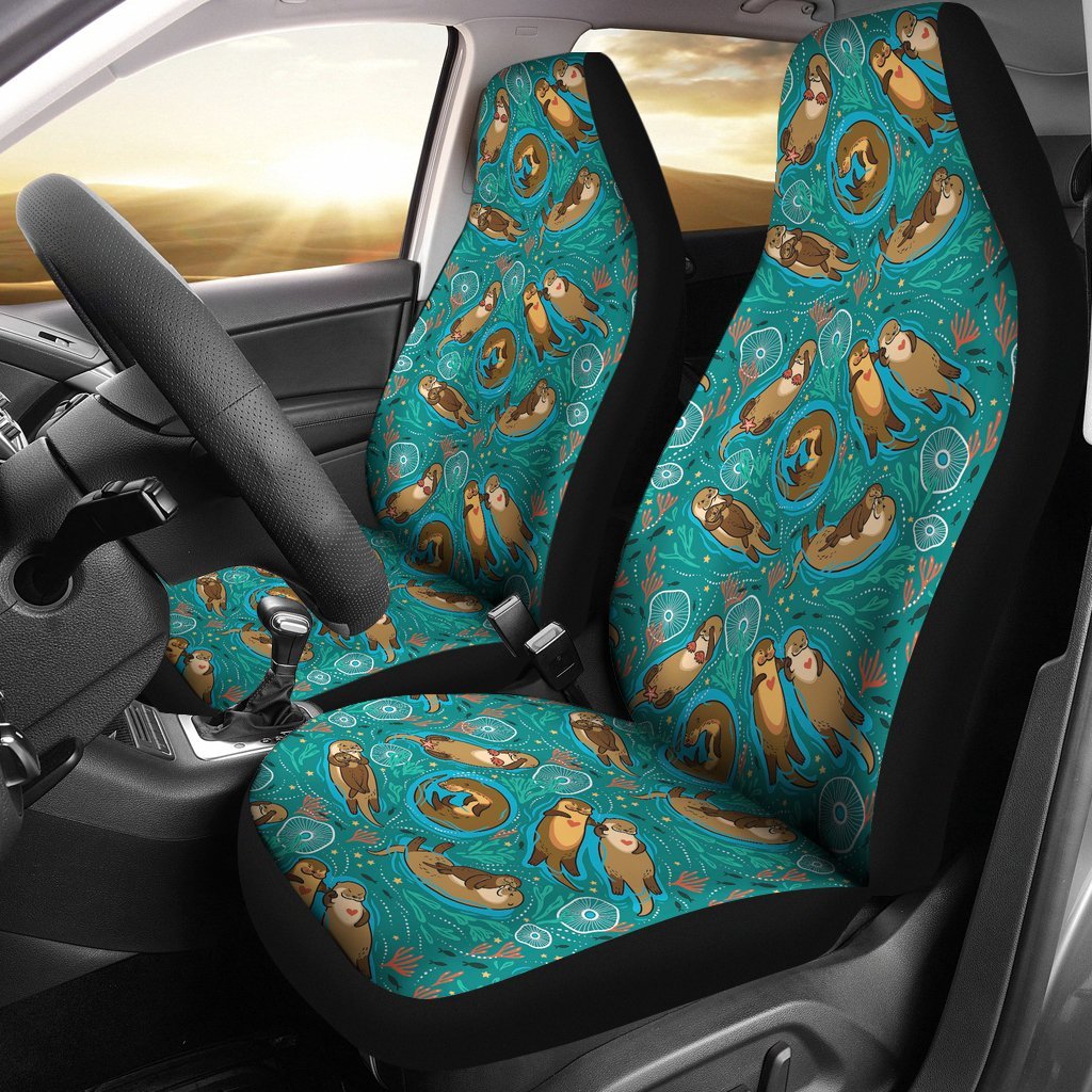 Otter Print Pattern Universal Fit Car Seat Cover-grizzshop