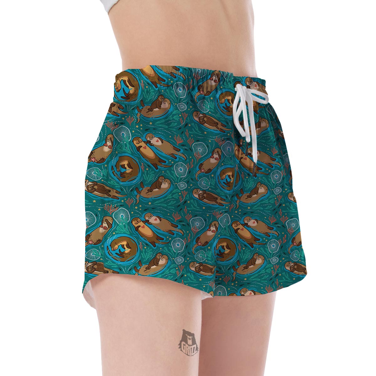 Otter Print Pattern Women's Shorts-grizzshop