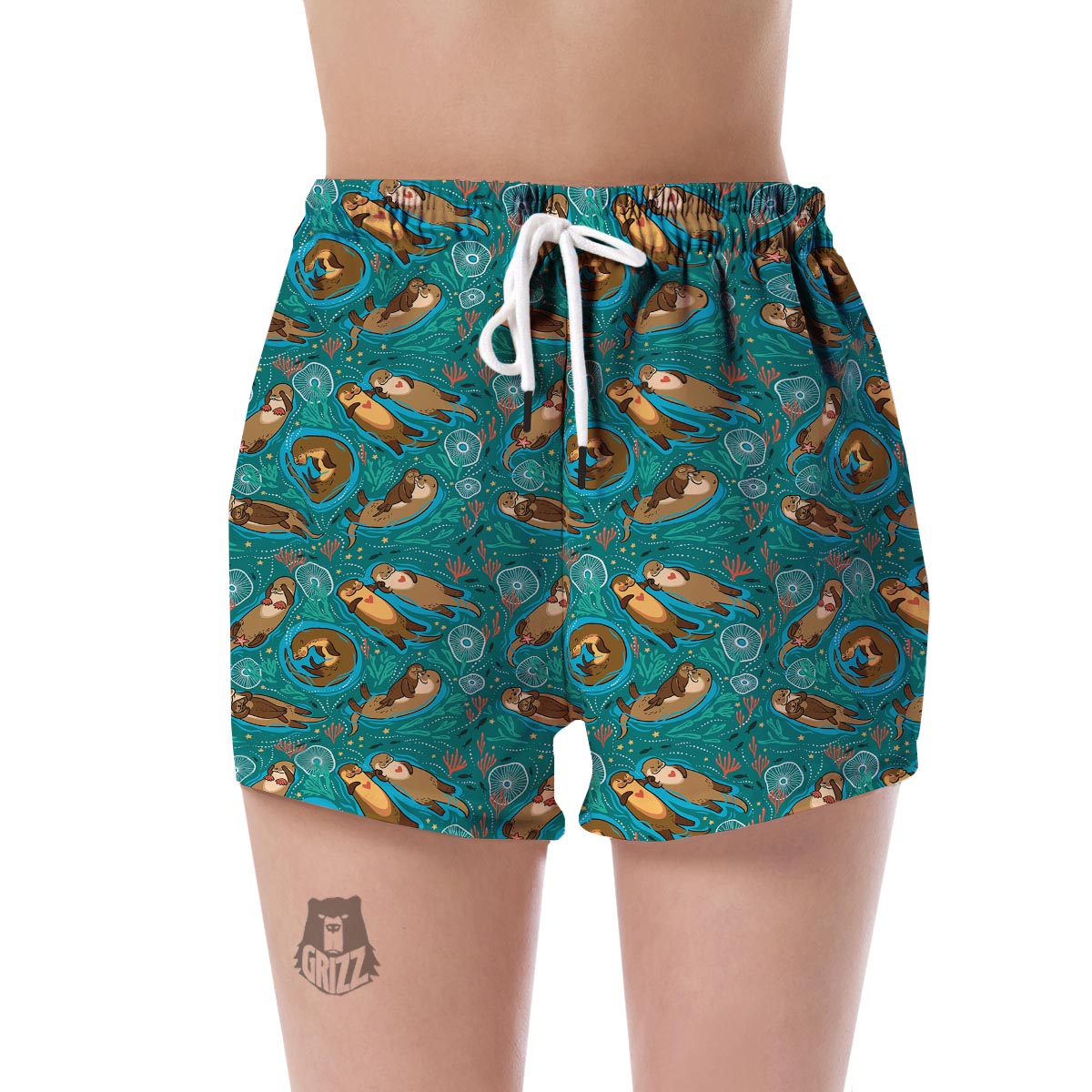 Otter Print Pattern Women's Shorts-grizzshop