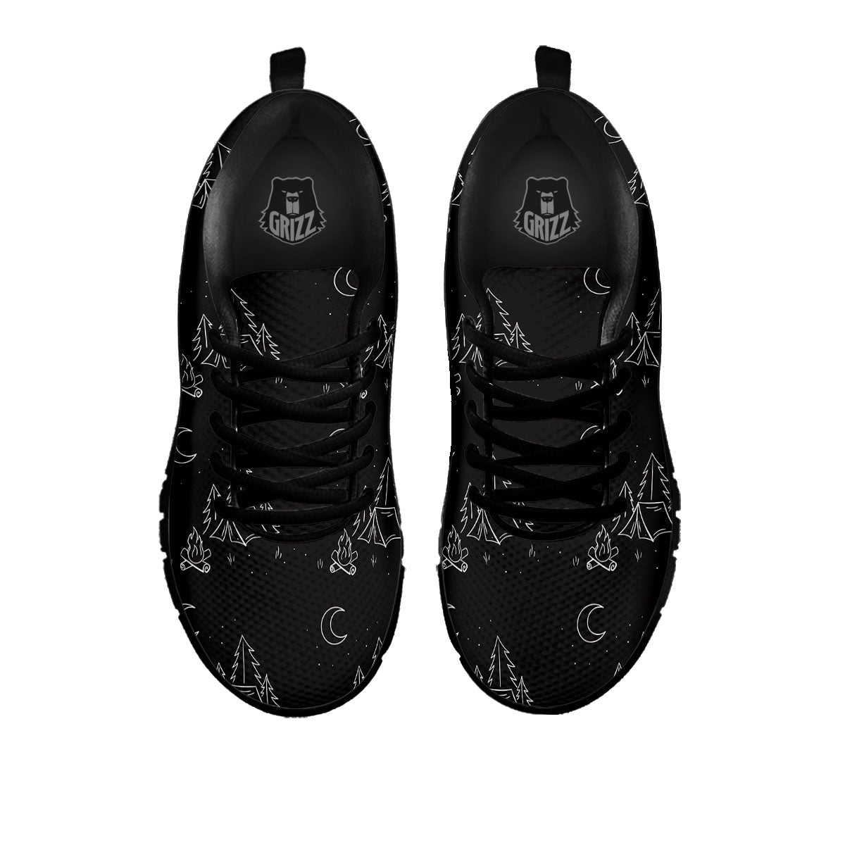 Outdoor Camping Print Pattern Black Sneaker-grizzshop