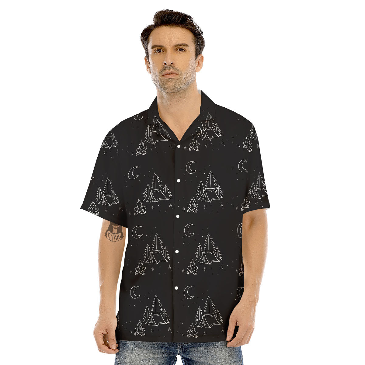 Outdoor Camping Print Pattern Men's Hawaiian Shirt-grizzshop