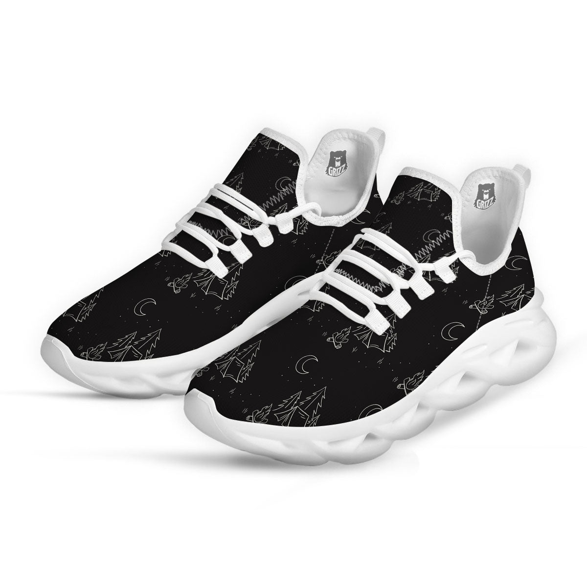 Outdoor Camping Print Pattern White Running Shoes-grizzshop