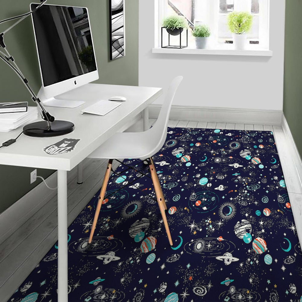 Outer Galaxy Space Universe Print Pattern Floor Mat-grizzshop