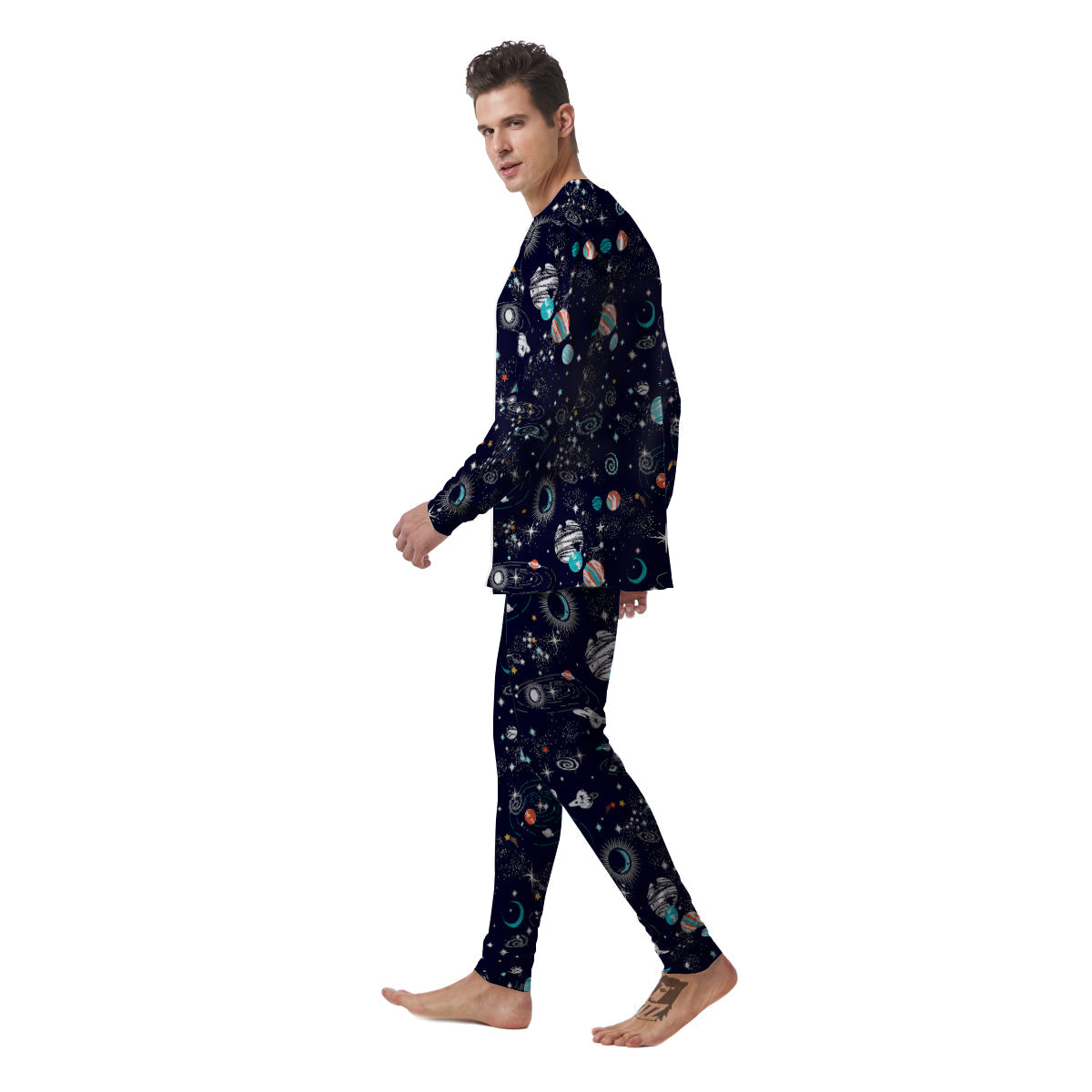 Outer Galaxy Space Universe Print Pattern Men's Pajamas-grizzshop