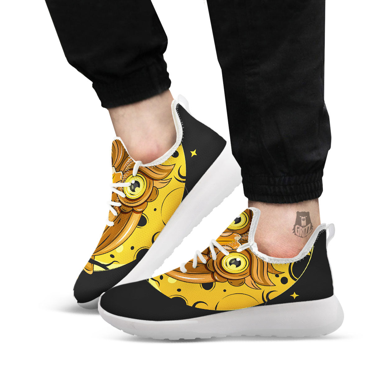 Owl At Night Print White Athletic Shoes-grizzshop