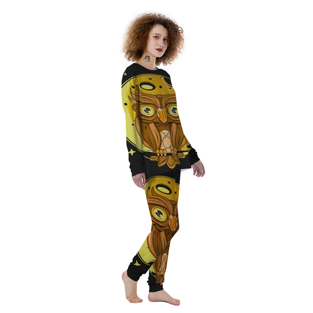 Owl At Night Print Women's Pajamas-grizzshop