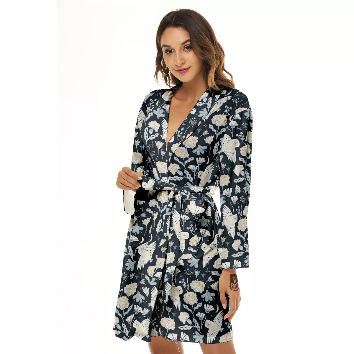 Owl Bohemian Print Pattern Women's Robe-grizzshop