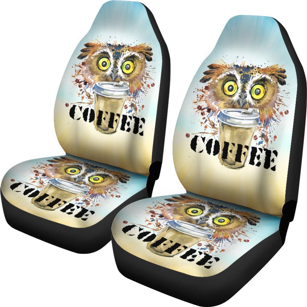 Owl Cofee Car Seat Cover Universal Fit-grizzshop