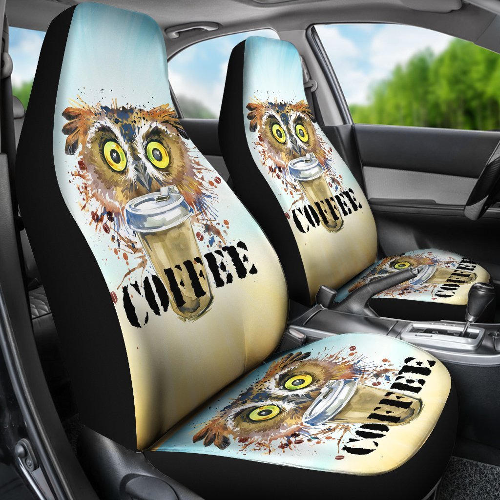 Owl Cofee Car Seat Cover Universal Fit-grizzshop