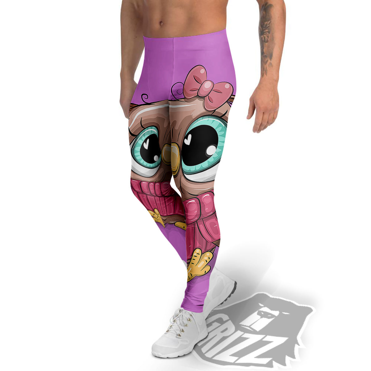 Owl Cute Print Men's Leggings-grizzshop