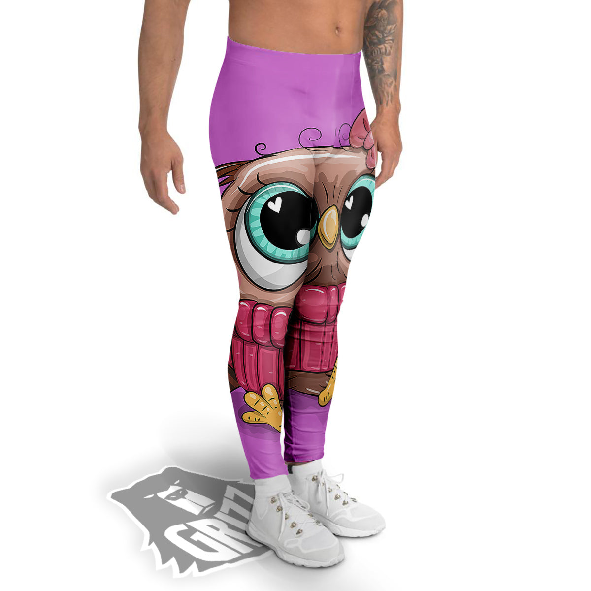 Owl Cute Print Men's Leggings-grizzshop