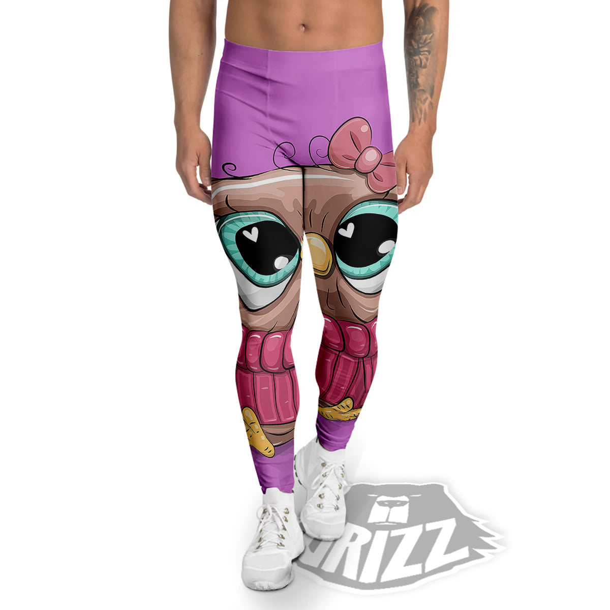 Owl Cute Print Men's Leggings-grizzshop