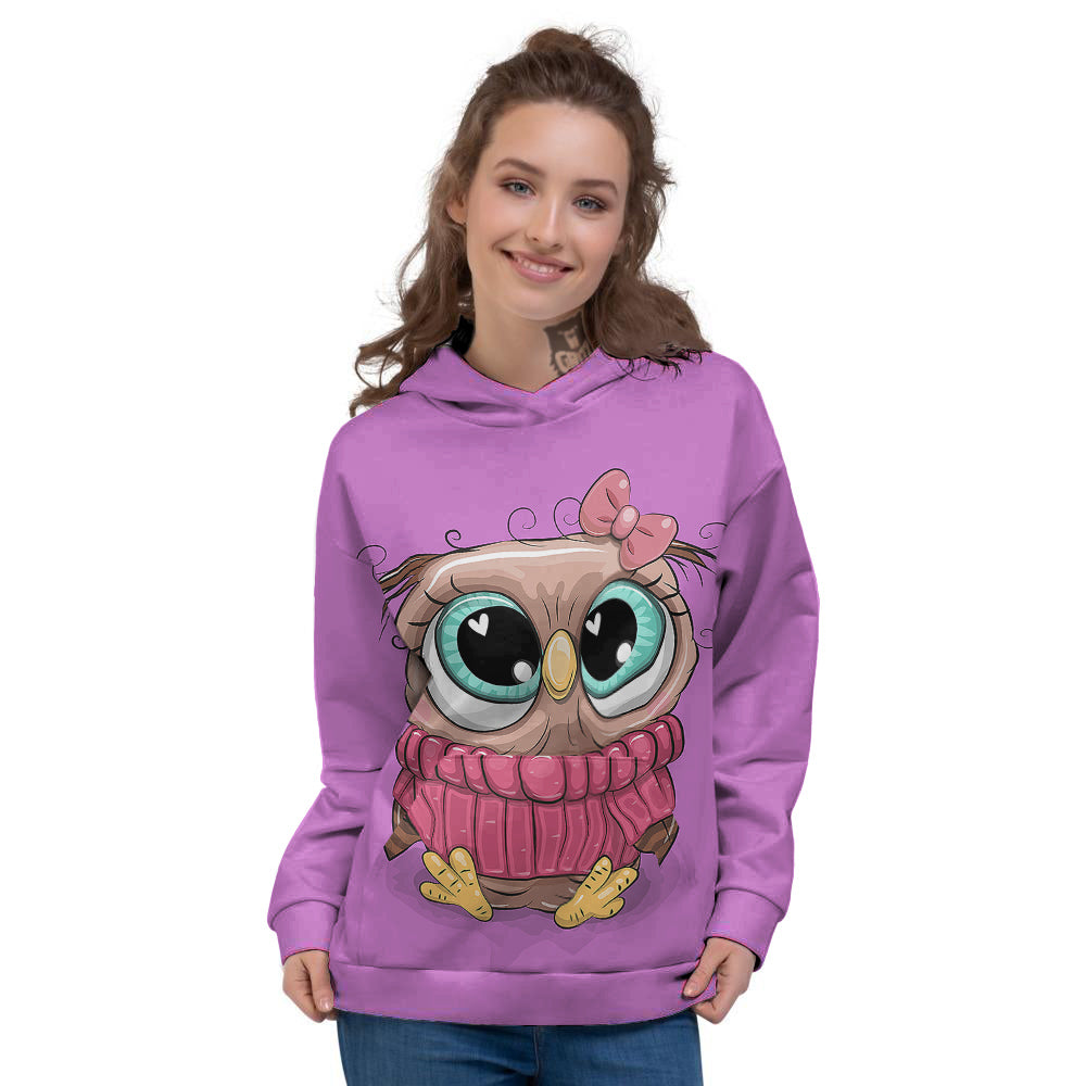 Owl Cute Print Women's Hoodie-grizzshop